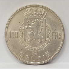 BELGIUM 1948 . ONE HUNDRED 100 FRANCS COIN . DUTCH LEGEND . KING LEOPOLD III
